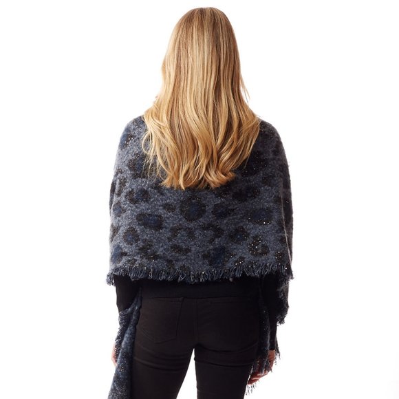 Leopard Patterned Spangled Shawl - Picture 2 of 2
